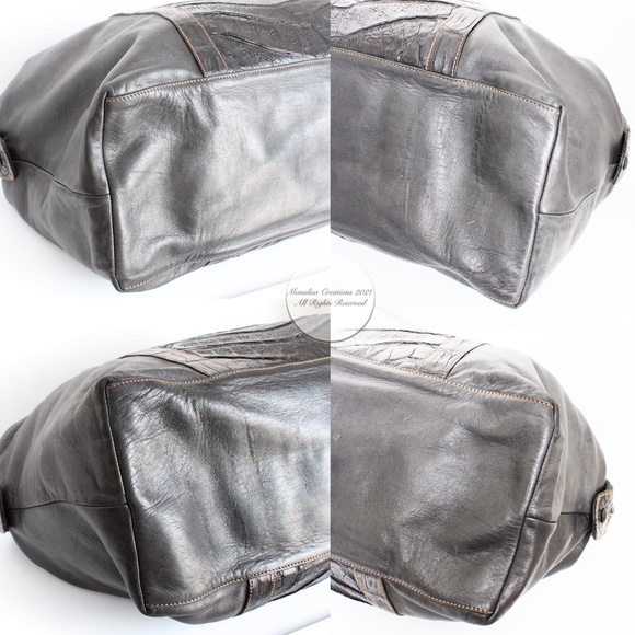 Gucci Duffle Bag Black Crocodile and Kid Leather Large Hobo Vintage 1984 + COA - Picture 11 of 17